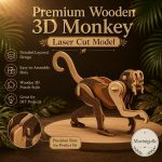 Monkey SVG Laser Cut File, 3D Monkey Wood Puzzle Dxf Eps CDR AI, Jungle Animal Craft Digital Download - Image 5