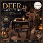 Deer Shelf SVG Laser Cut File, 3D Deer Bookshelf Dxf Eps CDR AI, Woodland Storage Shelf Digital Download