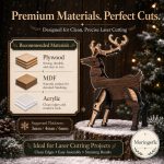 Deer SVG Laser Cut File, 3D Stag Wooden Display Dxf Eps CDR AI, Woodland Decor Digital Download - Image 7