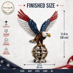Eagle SVG Laser Cut File, 3D Bald Eagle Patriotic Display Dxf Eps CDR AI, Freedom Decor Digital Download - Image 8
