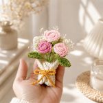 Crochet Rose Bouquet Pattern PDF, Crochet Flower Keychain, Amigurumi Rose Bag Charm, Instant Download - Image 4