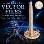 Washington Monument SVG Laser Cut File, Octopus Landmark Display Dxf Eps Cdr AI, Patriotic USA Decor Digital Download