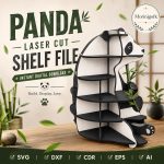 Panda Shelf SVG Laser Cut File, 3D Panda Bookshelf Dxf Cdr EPS AI, Nursery Storage Shelf Digital Download