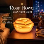 Rosa Flower LED Night Light STL File, Elegant Rose Lamp 3D Print Model, Cozy Floral Bedroom Decor, Instant Digital Download