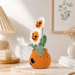 Pumpkin Daisy Pot Crochet Pattern PDF, Halloween Crochet Flower Pot, Fall Amigurumi Decor, Cute Pumpkin Daisy Pattern - Image 2