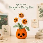 Pumpkin Daisy Pot Crochet Pattern PDF, Halloween Crochet Flower Pot, Fall Amigurumi Decor, Cute Pumpkin Daisy Pattern