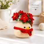 Poinsettia Snowman Pot Crochet PDF Pattern, Christmas Amigurumi Planter, Holiday Crochet Decor, Digital Download - Image 5