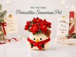 Poinsettia Snowman Pot Crochet PDF Pattern, Christmas Amigurumi Planter, Holiday Crochet Decor, Digital Download - Image 6