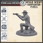 Wild West GUNFIGHTER STL file Miniature Type 3 - 3D Print File STL model Scalable for fdm and resin 3D Printer Digital Download - Image 2