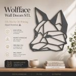 Wolf Face Wall Decor STL for 3D Printing, Geometric Animal Wall Art, Modern Home Decor, Digital Download