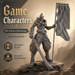 Fantasy Game Character STL for 3D Printing, Hero Miniature Model, Tabletop Gaming Figure, Digital Download - Image 2