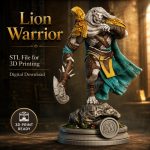 Lion Warrior STL for 3D Printing, Fantasy Beast Hero Miniature, Tabletop RPG Figure, Digital Download