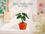 Neon Pothos Pot Crochet Pattern, Amigurumi Plant PDF, Crochet Houseplant Decor, Digital Download