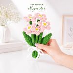 Pink Crochet Flower Bouquet Pattern PDF, Amigurumi Flower Pattern, Crochet Floral Arrangement, Handmade Flower Digital Download