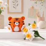 Tiger Flower Pot Crochet Pattern PDF, Amigurumi Tiger Planter with Daffodil Flowers, Cute Animal Crochet Decor - Image 2