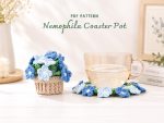 Nemophila Coaster Pot Crochet Pattern PDF, Flower Cup Coaster Set, Crochet Flower Pot Pattern, Floral Home Decor