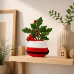 Holly Santa Pot Crochet Pattern, Christmas Amigurumi PDF Pattern, Santa Plant Pot, Holiday Crochet Decor Digital Download - Image 3