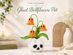 Ghost Bellflowers Pot Crochet Pattern, Halloween Amigurumi Plant PDF, Spooky Crochet Flower Decor, Skull Pot Pattern