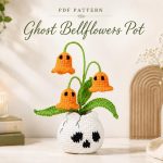 Ghost Bellflowers Pot Crochet Pattern, Halloween Amigurumi Plant PDF, Spooky Crochet Flower Decor, Skull Pot Pattern