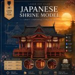 Japanese Shrine Model Laser Cut Files | 3D Japanese Temple DIY Kit SvG DxF DwG Ai | Wood Craft Architecture Decor Gift
