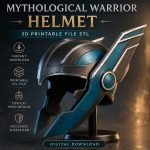 Mythological Warrior Helmet STL, Printable Cosplay Armor for 3D Printing