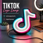 Social Media Icon Lamp STL File for 3D Printing, Modern LED Desk Light Digital Download, Creator Room Decor STL