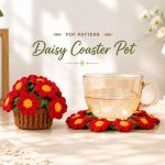 Red Crochet Flower Pot Pattern PDF, Crochet Daisy Bouquet Pattern, Amigurumi Floral Home Decor, Instant Download