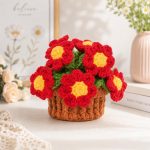 Red Crochet Flower Pot Pattern PDF, Crochet Daisy Bouquet Pattern, Amigurumi Floral Home Decor, Instant Download - Image 2