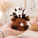 Crochet Reindeer Pattern PDF, Cotton Flower Amigurumi Pot, Christmas Crochet Decor, Holiday Digital Pattern - Image 5