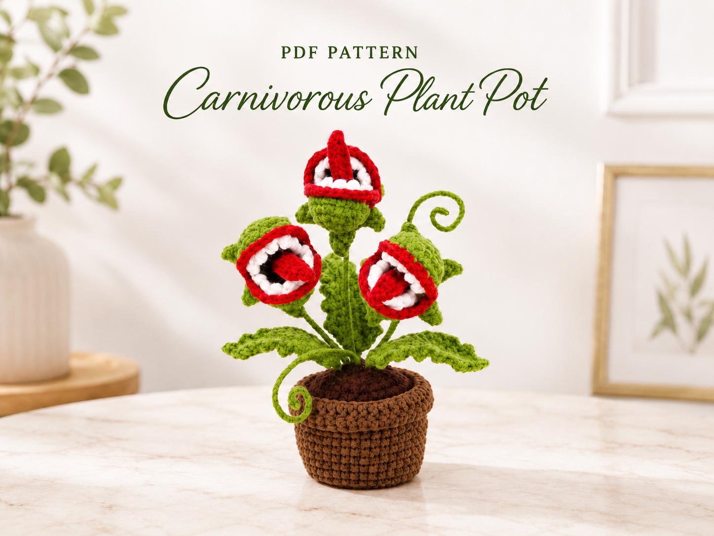 il_fullxfull.8159576655_7s5r.jpg Carnivorous Plant Pot Crochet Pattern PDF, Amigurumi Plant Pattern, Crochet Plant Decor, Digital Download - Image 1
