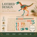 Velociraptor SVG Laser Cut File, 3D Raptor Puzzle Dxf Eps CDR AI, Dinosaur Vector Digital Download - Image 7