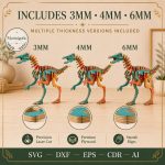 Velociraptor SVG Laser Cut File, 3D Raptor Puzzle Dxf Eps CDR AI, Dinosaur Vector Digital Download - Image 8