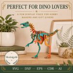 Velociraptor SVG Laser Cut File, 3D Raptor Puzzle Dxf Eps CDR AI, Dinosaur Vector Digital Download - Image 6