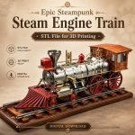 Epic Steampunk Steam Engine Train STL File for 3D Printing, Fantasy Locomotive Model, Railway Display Decor, Digital Download