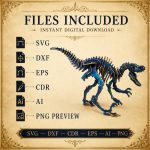 Velociraptor SVG Laser Cut File, 3D Raptor Puzzle Dxf Eps CDR AI, Dinosaur Template Digital Download - Image 4