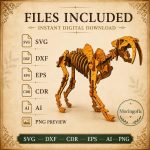 Smilodon SVG Laser Cut File, 3D Saber Tooth Puzzle Dxf Eps CDR AI, Animal Skeleton Template Digital Download - Image 6