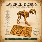 Smilodon SVG Laser Cut File, 3D Saber Tooth Puzzle Dxf Eps CDR AI, Animal Skeleton Template Digital Download - Image 8