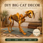 Smilodon SVG Laser Cut File, 3D Saber Tooth Puzzle Dxf Eps CDR AI, Animal Skeleton Template Digital Download - Image 3