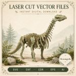 Sauropod SVG Laser Cut File, 3D Dinosaur Bones Puzzle Dxf Eps CDR AI, Long Neck Template Digital Download