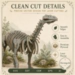 Sauropod SVG Laser Cut File, 3D Dinosaur Bones Puzzle Dxf Eps CDR AI, Long Neck Template Digital Download - Image 7