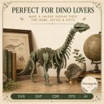 Sauropod SVG Laser Cut File, 3D Dinosaur Bones Puzzle Dxf Eps CDR AI, Long Neck Template Digital Download - Image 2