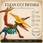 Pterodactyl SVG Laser Cut File, 3D Pterosaur Puzzle Dxf Eps CDR AI, Flying Dinosaur Template Digital Download - Image 3
