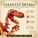 Velociraptor SVG Laser Cut File, 3D Raptor Puzzle Dxf Eps CDR AI, Dinosaur Bones Template Digital Download - Image 5