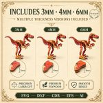 Velociraptor SVG Laser Cut File, 3D Raptor Puzzle Dxf Eps CDR AI, Dinosaur Bones Template Digital Download - Image 6