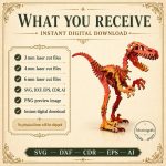 Velociraptor SVG Laser Cut File, 3D Raptor Puzzle Dxf Eps CDR AI, Dinosaur Bones Template Digital Download - Image 9