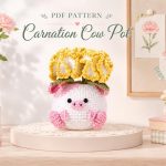 Crochet Pig Flower Pot Pattern PDF, Amigurumi Pig Planter With Flowers, Cute Crochet Animal Plant Pot Digital Download