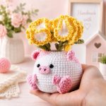 Crochet Pig Flower Pot Pattern PDF, Amigurumi Pig Planter With Flowers, Cute Crochet Animal Plant Pot Digital Download - Image 4