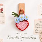 Crochet Heart Bag Pattern PDF, Camellia Flower Bag Pattern, Crochet Purse Pattern, Valentine Heart Bag