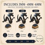 Dragon SVG Laser Cut File, 3D Dragon Skeleton Puzzle Dxf Eps CDR AI, Layered Dragon Template Digital Download - Image 7