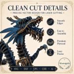 Dragon SVG Laser Cut File, 3D Dragon Skeleton Puzzle Dxf Eps CDR AI, Layered Dragon Template Digital Download - Image 6